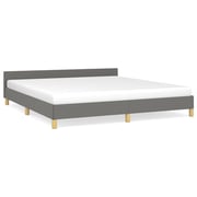 vidaXL Bed Frame with Headboard Dark Grey 180x200 cm 6FT Super King Fabric vidaXL Bed Frame with Headboard Dark Grey 180x200 cm 6FT Super King Fabric