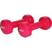 ULTIMAX 2Pcs Fitness Vinyl Dumbbell Hand Weights All-Purpose Color Coded Dumbbell for Strength Training Yoga Dumbbell RED (4 kg)
