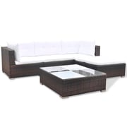 Vidaxl 5 Piece Garden Lounge Set With Cushions Poly Rattan Brown Vidaxl 5 Piece Garden Lounge Set With Cushions Poly Rattan Brown
