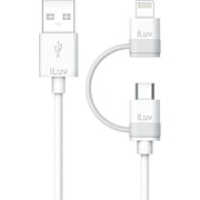 Iluv ICB267WHT Lightning Cable W/ Micro USB 2in1 3Ft White Iluv ICB267WHT Lightning Cable W/ Micro USB 2in1 3Ft White