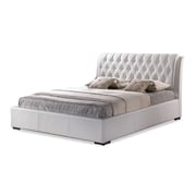 Leatherette Tufted Bed with Half-Medical Mattress Super King with Mattress White