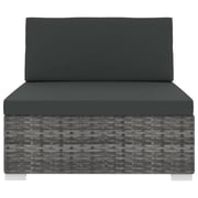 Vidaxl Sectional Middle Seat 1 Pc With Cushions Poly Rattan Grey Vidaxl Sectional Middle Seat 1 Pc With Cushions Poly Rattan Grey