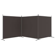 vidaXL 3-Panel Room Divider Brown 525x180 cm Fabric vidaXL 3-Panel Room Divider Brown 525x180 cm Fabric