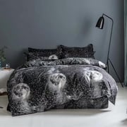 DEALS FOR LESS - Single Size, Duvet Cover, Bedding Set of 4 Pieces, Black with moon Design, 1 Duvet cover + 1 Fitted bedsheet + 2 pillow covers DEALS FOR LESS - Single Size, Duvet Cover, Bedding Set of 4 Pieces, Black with moon Design, 1 Duvet cover + 1 Fitted bedsheet + 2 pillow covers