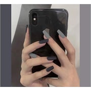 Cathercing 24 Pcs Ballerina Pure Color Matte Coffin Nails Full Cover Medium False Beauty Square Fake Gel Nail Tips Art For Women Girls Gift Halloween Party - Black And Gray Cathercing 24 Pcs Ballerina Pure Color Matte Coffin Nails Full Cover Medium False Beauty Square Fake Gel Nail Tips Art For Women Girls Gift Halloween Party - Black And Gray