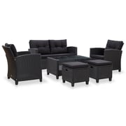 Vidaxl 6 Piece Garden Sofa Set With Cushions Poly Rattan Black Vidaxl 6 Piece Garden Sofa Set With Cushions Poly Rattan Black