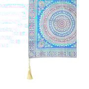 Ikras Decorative Bed Runner Fabric Blue/Red/Silver 16x72centimeter