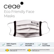 Ceae 100% Organic Cotton 3 Layer 30 Wash Reusable Face Mask (Pack of 2)
