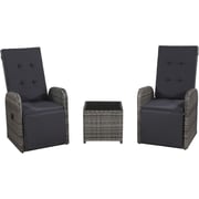 Vidaxl 3 Piece Bistro Set With Cushions Poly Rattan Grey Vidaxl 3 Piece Bistro Set With Cushions Poly Rattan Grey