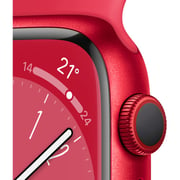 ساعة أبل سلسلة 8 نظام تحديد المواقع + تقنية الاتصال الخلوي هيكل ألومنيوم (منتج) أحمر 45 مم مع حزام رياضي (منتج) أحمر - عادي