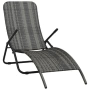 Vidaxl Folding Sun Lounger Poly Rattan Grey Vidaxl Folding Sun Lounger Poly Rattan Grey
