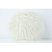 Mongolian Faux Fur Round Filled Cushion D35cm-white Mongolian Faux Fur Round Filled Cushion D35cm-white