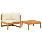 vidaXL 2 Piece Garden Lounge Set with Cream White Cushions Acacia Wood