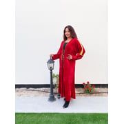 Trendy Palace Velvet Red Bisht Abaya