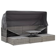 vidaXL Garden Lounge Bed with Roof Mixed Grey Poly Rattan vidaXL Garden Lounge Bed with Roof Mixed Grey Poly Rattan