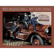 Desperate Enterprises The Three Stooges Fire Department Tin Sign, 16 Desperate Enterprises The Three Stooges Fire Department Tin Sign, 16