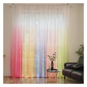 Ombre Design Sheer Window Curtain Set of 2pcs Green Color