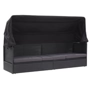 Vidaxl Outdoor Sofa Bed With Canopy Poly Rattan Black Vidaxl Outdoor Sofa Bed With Canopy Poly Rattan Black