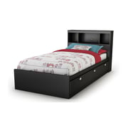 Spark Twin Mates Bed with Drawers and Bookcase Headboard King Bed without Mattress White Spark Twin Mates Bed with Drawers and Bookcase Headboard King Bed without Mattress White
