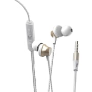 Devia HP59S Wired In Ear Earphone with Remote and Mic White and Gold Devia HP59S Wired In Ear Earphone with Remote and Mic White and Gold