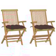 vidaXL Garden Chairs with Taupe Cushions 2 pcs Solid Teak Wood vidaXL Garden Chairs with Taupe Cushions 2 pcs Solid Teak Wood