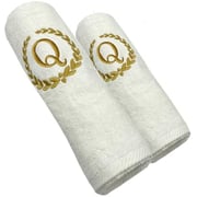 Byft Embroidered Monogrammed Towel Set White Golden Letter - Letter Byft Embroidered Monogrammed Towel Set White Golden Letter - Letter