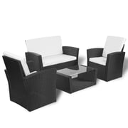 Vidaxl 4 Piece Garden Lounge Set With Cushions Poly Rattan Black Vidaxl 4 Piece Garden Lounge Set With Cushions Poly Rattan Black