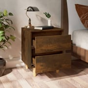 Vidaxl Bed Cabinets With Solid Wood Legs 2 Pcs Smoked Oak 40x35x50 Cm Vidaxl Bed Cabinets With Solid Wood Legs 2 Pcs Smoked Oak 40x35x50 Cm