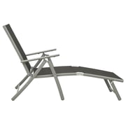 vidaXL Folding Sun Lounger Textilene and Aluminium Black and Silver vidaXL Folding Sun Lounger Textilene and Aluminium Black and Silver