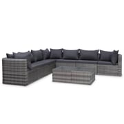 Vidaxl 8 Piece Garden Lounge Set With Cushions Poly Rattan Grey Vidaxl 8 Piece Garden Lounge Set With Cushions Poly Rattan Grey