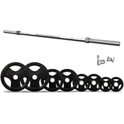 ULTIMAX Olympic Barbell Bar with Tri-Grip Rubber Plate Set for Body Pump Home Gym, Weightlifting, and Strength Training-(7 ft-120kg) ULTIMAX Olympic Barbell Bar with Tri-Grip Rubber Plate Set for Body Pump Home Gym, Weightlifting, and Strength Training-(7 ft-120kg)