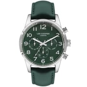 Lee Cooper, LC07404.377, Men's Analog Watch, Green Dial, Green Stainless Steel Band