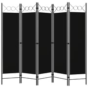 Vidaxl 5-panel Room Divider Black 200x180 Cm Vidaxl 5-panel Room Divider Black 200x180 Cm