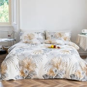 Luna Home King Size 6 Pieces Bedding Set Without Filler, Elegant Tropical Leaves Design