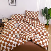 Luna Home Single Size 4 Pieces Bedding Set Without Filler, Wave Design Brown Color