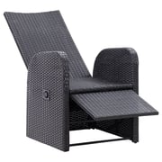 vidaXL Reclining Garden Chair with Cushion Poly Rattan Black