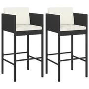 Vidaxl Bar Stools 2 Pcs With Cushions Black Poly Rattan Vidaxl Bar Stools 2 Pcs With Cushions Black Poly Rattan