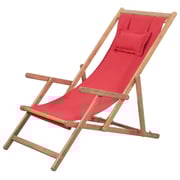 vidaXL Folding Beach Chair Fabric and Wooden Frame Red vidaXL Folding Beach Chair Fabric and Wooden Frame Red