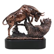 Resin Charging Bull Trouncing Bear Statue With Pedestal Base Brown/Bronze/Black 7.5x9.5x8.75inch Resin Charging Bull Trouncing Bear Statue With Pedestal Base Brown/Bronze/Black 7.5x9.5x8.75inch