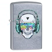 Zippo 29855 Skull Headphone Design Street Chrome Windproof Lighter