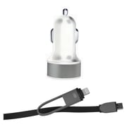 Eklasse CA05 2 USB Car Charger With 2in1 Cable 1m White