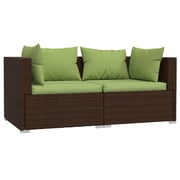 vidaXL 2-Seater Sofa with Cushions Brown Poly Rattan vidaXL 2-Seater Sofa with Cushions Brown Poly Rattan