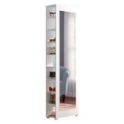 White Tall Shoe Cabinet with Storage and Mirror