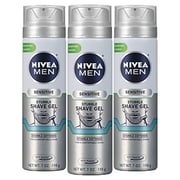 Nivea Men Sensitive Skin & Stubble Shave Gel - Pack Of 3 With Beard Softener for Men - 7 Oz. Can 21 Ounce