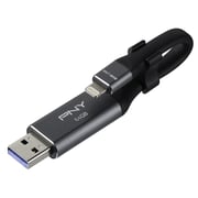 PNY Duo Link 3.0 for Apple devices Cable Design - OTG Flash Drive 64GB Black PNY Duo Link 3.0 for Apple devices Cable Design - OTG Flash Drive 64GB Black