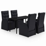 vidaXL 5 Piece Garden Dining Set with Cushions Black vidaXL 5 Piece Garden Dining Set with Cushions Black