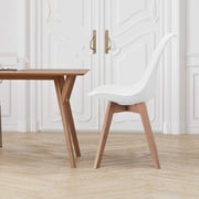 Mahmayi Retro Dining Side Mid Century Modern Chairs Durable Pu Cushion With Solid Wooden Legs, Set Of 4, White Mahmayi Retro Dining Side Mid Century Modern Chairs Durable Pu Cushion With Solid Wooden Legs, Set Of 4, White