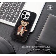 Santa Crete Series Retro and Classic Embroidery and Emboss design Phone Case for iPhone14 Pro Max Black