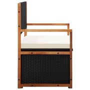 vidaXL Storage Bench 110 cm Poly Rattan and Solid Acacia Wood Black vidaXL Storage Bench 110 cm Poly Rattan and Solid Acacia Wood Black
