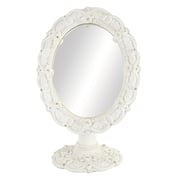 Oval Shape Mirror Stand White